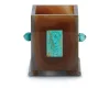 Agate Pen Cup with Turquoise