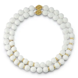 Bead Necklace in White Ceramic