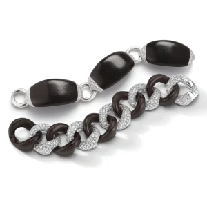 Boat Link Bracelet in Ebony Wood & Diamond