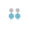 Boule Earrings in Diamond & Aquamarine