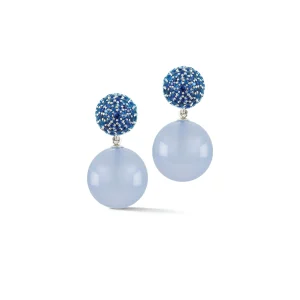 Boule Earrings in Sapphire & Blue Chalcedony