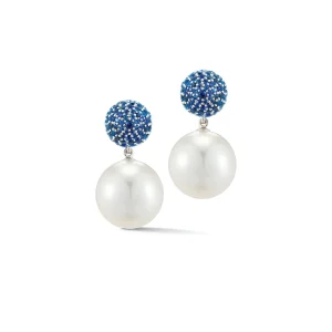 Boule Earrings in Sapphire & Pearl