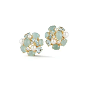 Bubble Earrings in Aquamarine & Yellow Gold