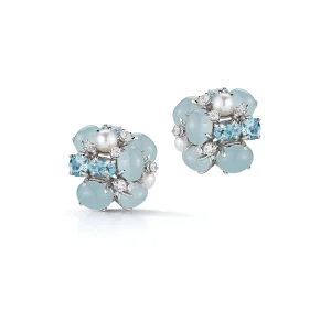 Bubble Earrings in Aquamarine & White Gold