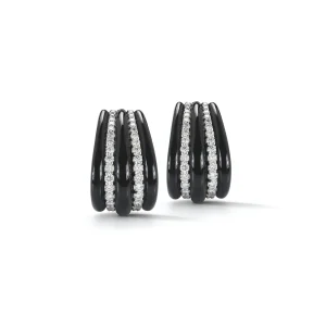 Buckle Earrings in Black Onyx & Diamond