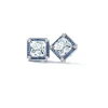 Carré Earrings in Crystal, Sapphire & Diamond