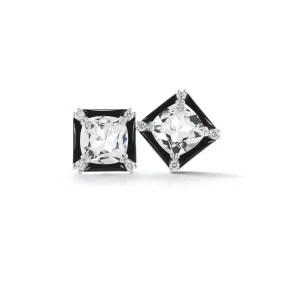 Carré Earrings in Crystal, Black Onyx & Diamond