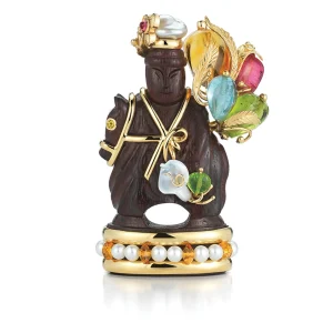 Chessman Brooch in Wood & Multi Stone