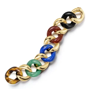 Classic Large Link Bracelet in Multi Stone