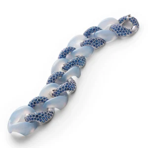 Classic Large Link Bracelet in Blue Chalcedony & Sapphire