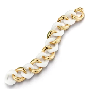 Classic Medium Link Bracelet in White Ceramic