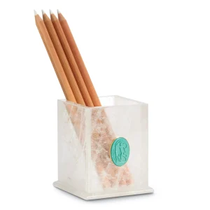 Crystal Pen Cup with Turquoise