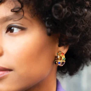 Fifties Hoop Earrings in Multi Stone