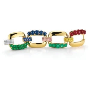 Four Link Bracelet in Ruby, Emerald & Sapphire