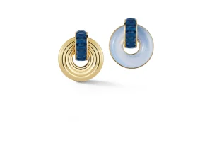 Giro Earrings in Sapphire, Blue Chalcedony