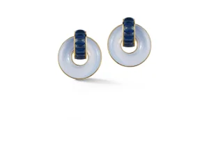 Giro Earrings in Sapphire, Blue Chalcedony