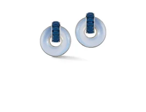 Giro Earrings in Sapphire, Blue Chalcedony