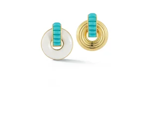 Giro Earrings in Turquoise, White Ceramic