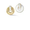 Giro Earrings in White Topaz, White Ceramic
