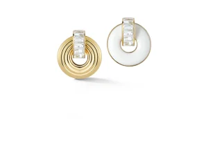 Giro Earrings in White Topaz, White Ceramic