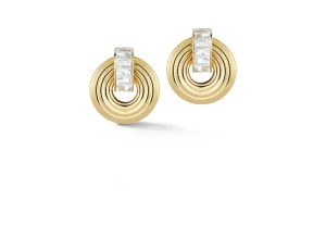 Giro Earrings in White Topaz, Black Onyx