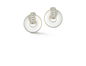 Giro Earrings in White Topaz, White Ceramic