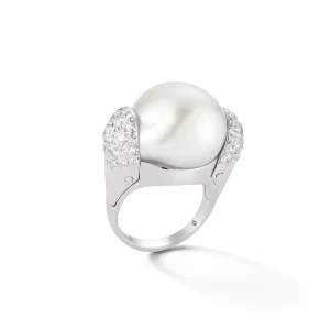 Golf Ball Ring in Pearl & Diamond