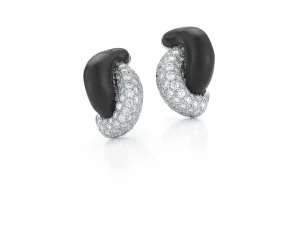 Half Link Earrings in Ebony & Diamond