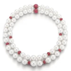 Juno Pearl Necklaces with Pave Ruby