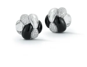 Knot Earrings in Crystal, Black Onyx & Diamond