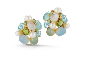 Large Bubble Earrings in Blue & Green Multi Stone