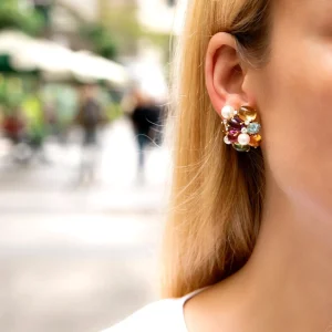 Large Bubble Earrings in Multi Stone