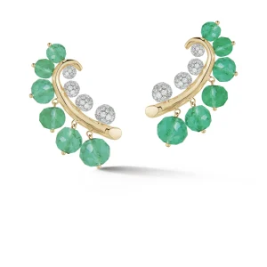 Lily of the Valley Earrings in Emerald & Diamond
