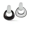 Madison Earrings with Pave Diamond Hoop & Wood Buckle