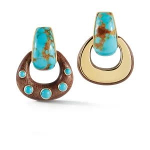 Madison Earrings with Turquoise Hoop & Wood Buckle