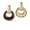 Madison Earrings with Yellow Gold Hoop & Wood Buckle