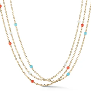 Mini Astro Necklaces in Coral, Pearl & Turquoise