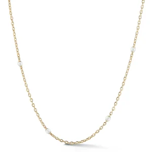 Mini Astro Necklaces with Pave Diamond & Pearl