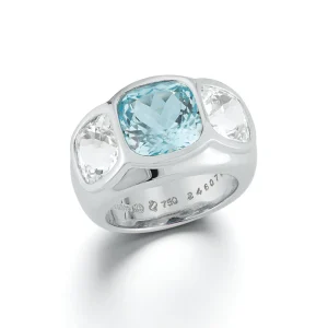 Mughal Ring in Blue & White Topaz