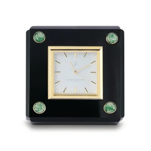 3.5" Black Obsidian with Jadeite Clock