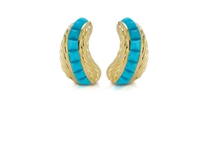 Rope Earrings with Turquoise and Gold Rope