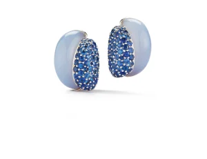 Silhouette Earrings in Blue Chalcedony & Sapphire
