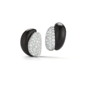 Silhouette Earrings in Ebony Wood & Pave Diamond