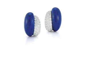 Silhouette Earrings in Lapis & Diamond