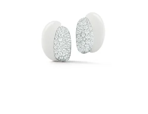 Silhouette Earrings in White Ceramic & Diamond