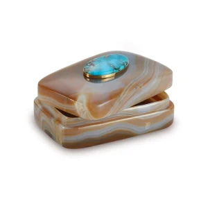 Small Agate Box with Turquoise
