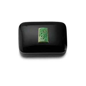 Small Black Obsidian Box with Jade