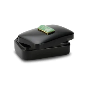 Small Black Obsidian Box with Jade