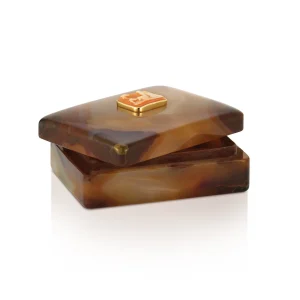 Small Brown Agate Box with Shell Cameo