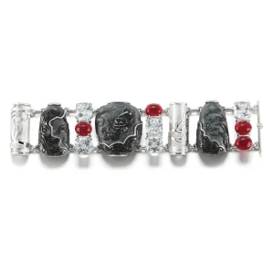 Snuff Bottle Bracelet in Carved Black Jade